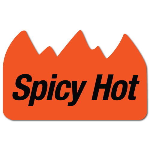 SPICY HOT Flame Shaped Warning Stickers