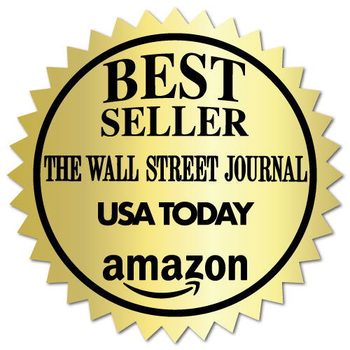 Best Seller Wall Street Journal Book Award, Black on Gold Foil, 2 Inch Burst, Roll of 100