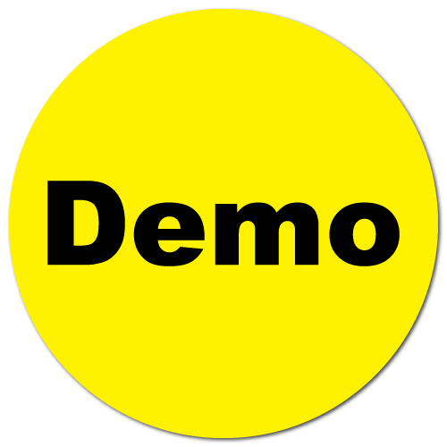 "Demo" Yellow Gloss Circle Stickers