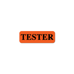 "Tester" Red DayGlo Labels
