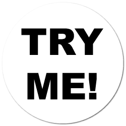 "TRY ME" White Circle Labels