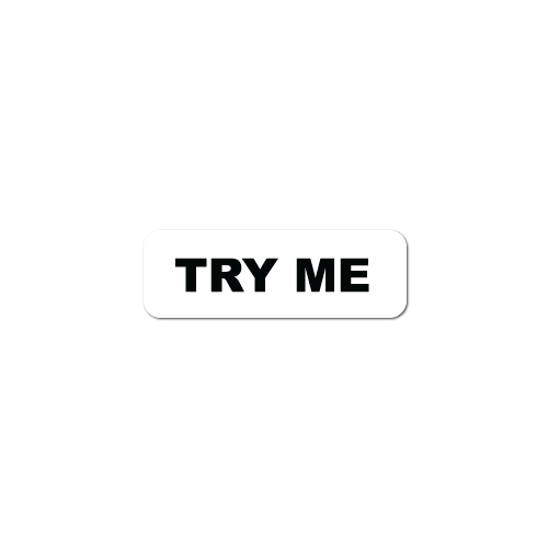 0.75 x 0.25 Try Me White Background Stickers - Roll of 100