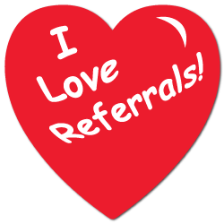 "I Love Referrals" Heart Shape Stickers