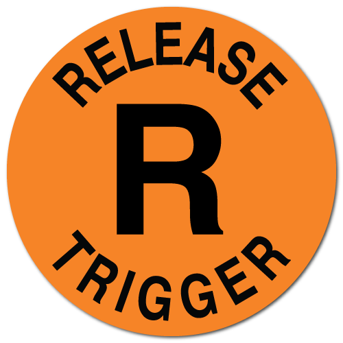 Release Trigger 1 Inch Circle Fluorescent Orange Stickers, Roll of 50