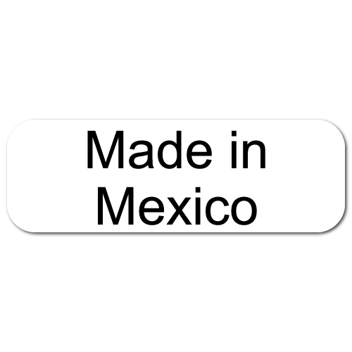 Made In Mexico, Rectangle Black on White Gloss Labels, Roll of 100
