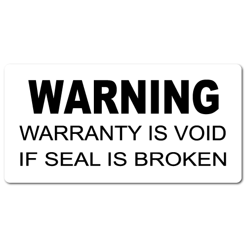 1 x 0.5 WARNING Warranty Void, Tamperproof Labels, Roll of 50 Stickers
