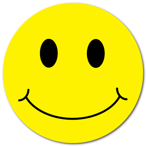 1 Yellow Smiley Face Circle Stickers