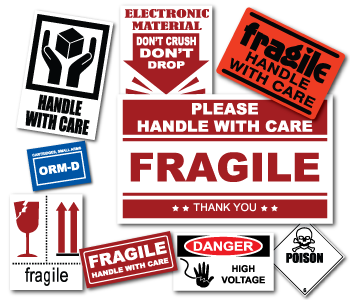 Handle with care stickers, fragile warning stickers and more