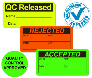 REJECTED Quality Control/Assurance Inventory 1x2 Sticker Label red fluor 250/rl 